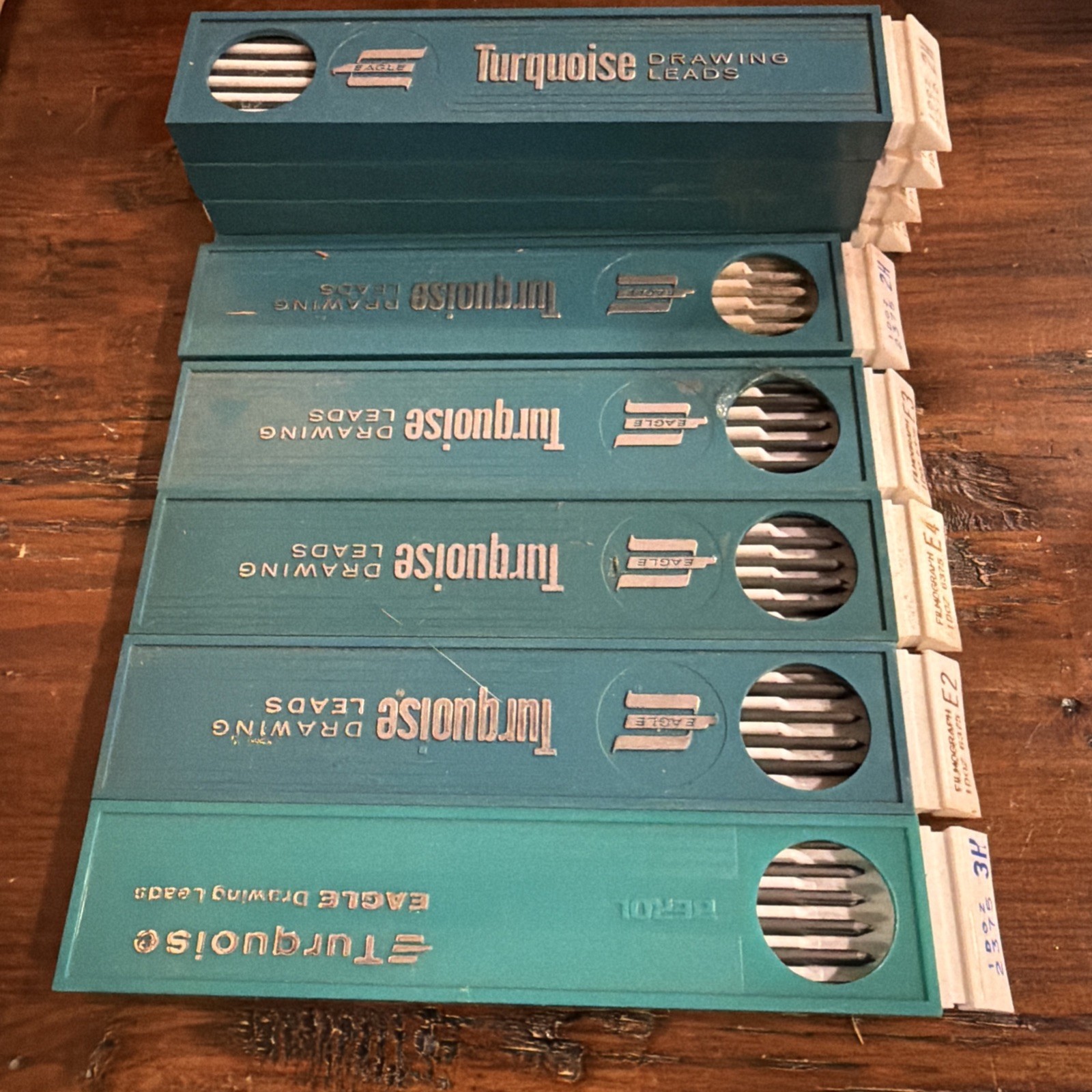 Turquoise Drawing Leads Vintage Lot Of 9 Open Boxes Full and w/1 missing