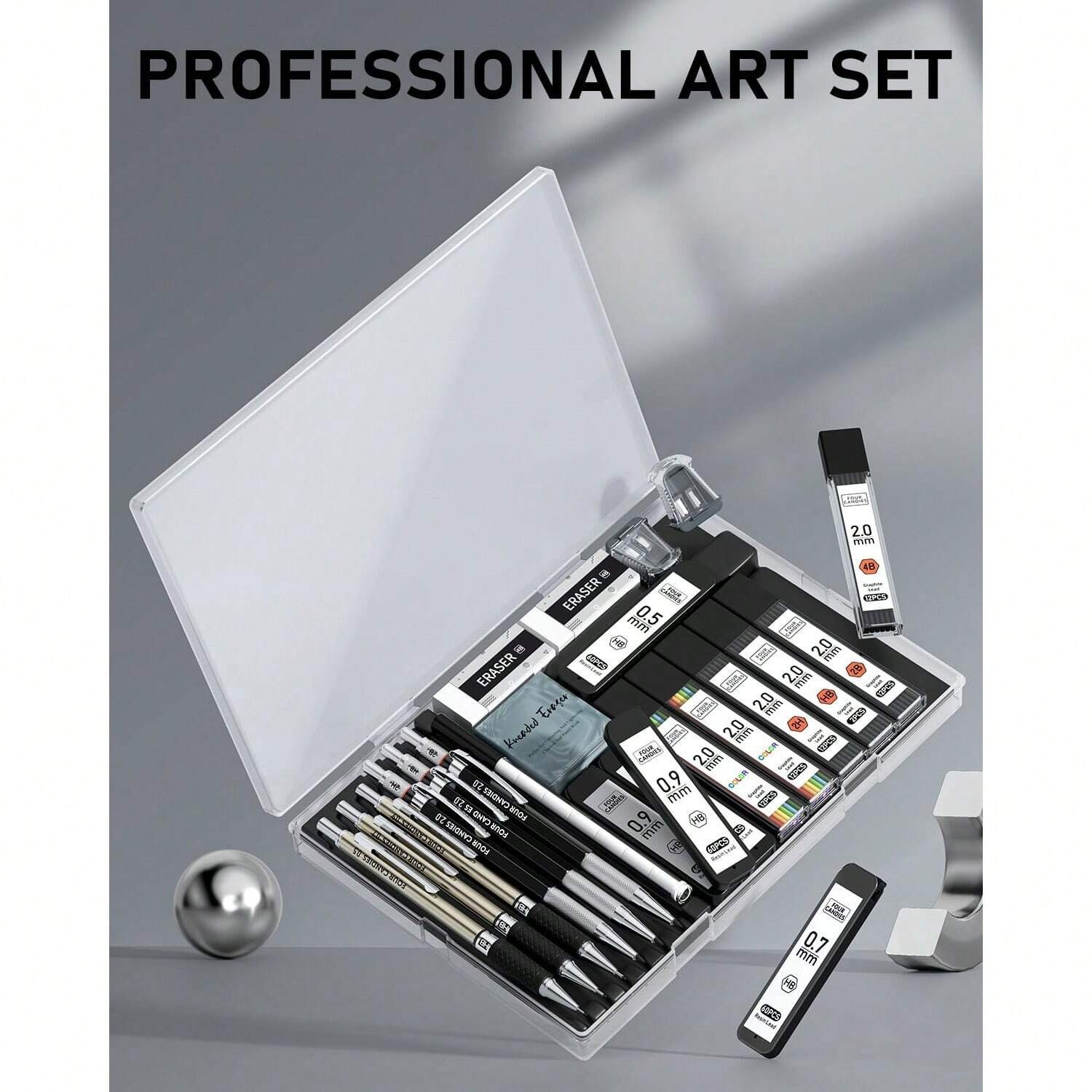 Premium 25PCS Artist Mechanical Pencil Set Sketch Drawing Kit With Case School