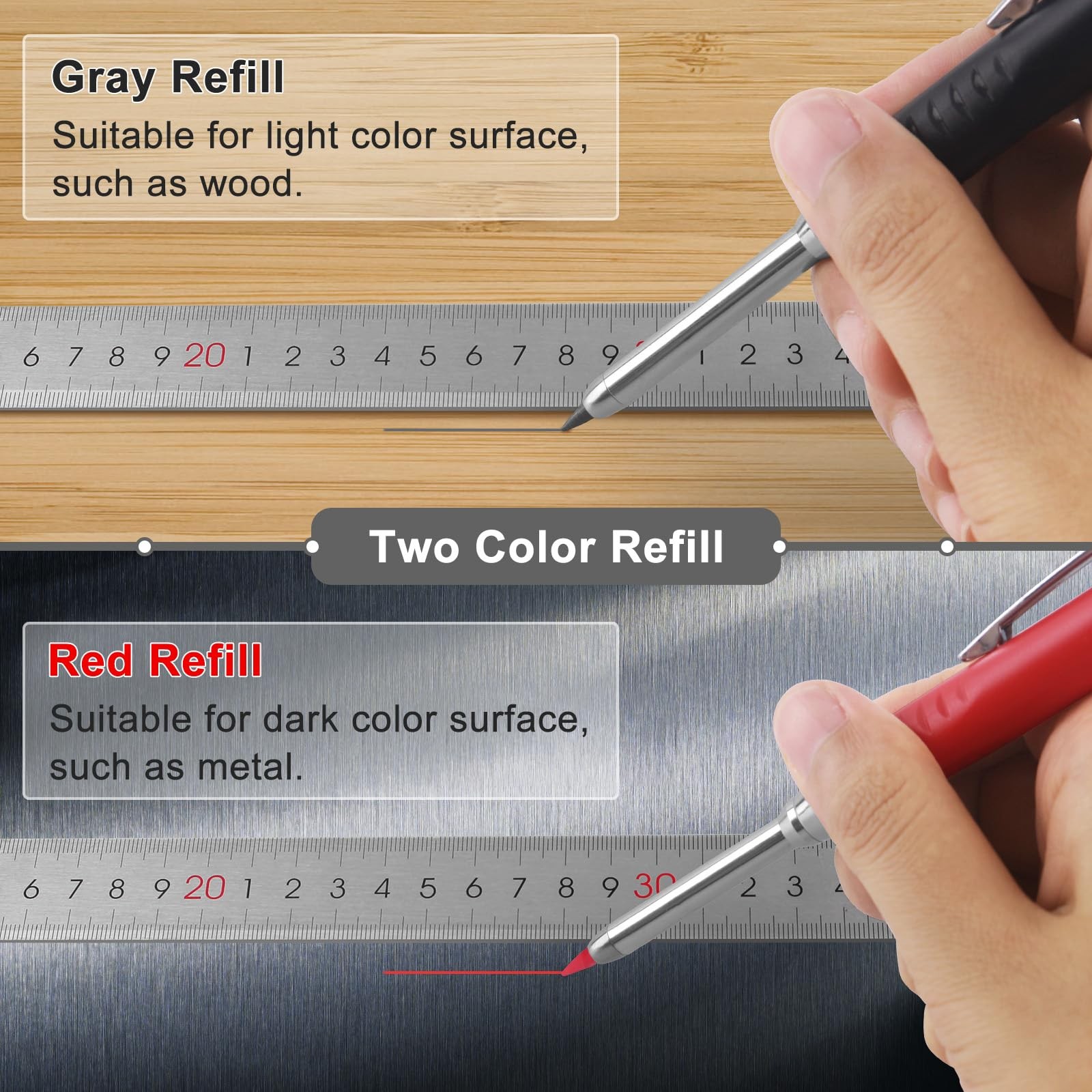 2 Pack Carpenter Pencils Mechanical 1 Count (Pack of 2), Black, Red