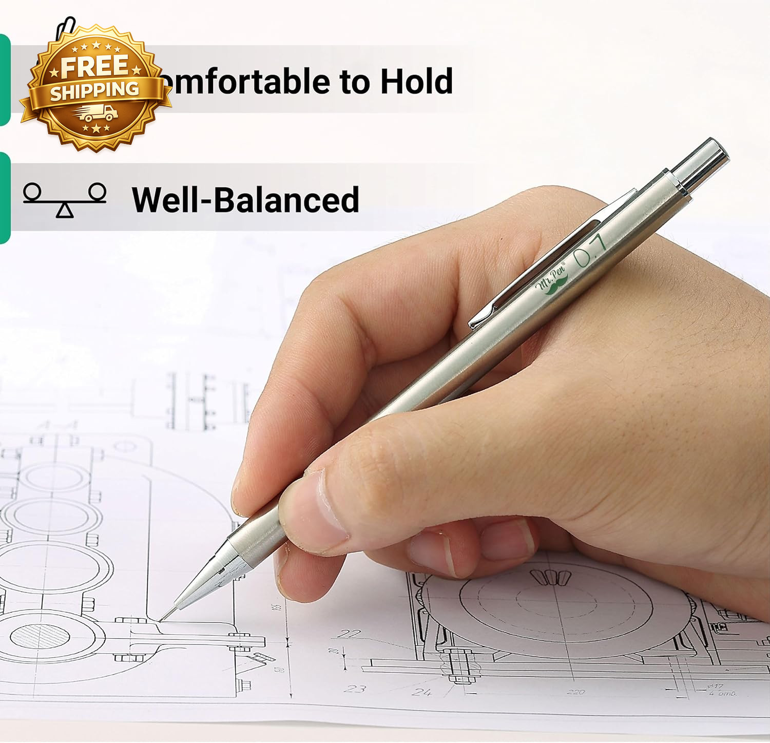 Metal Mechanical Pencils 0.7Mm, 2 Pack Lead Pencil Mechanical Pencil Metal