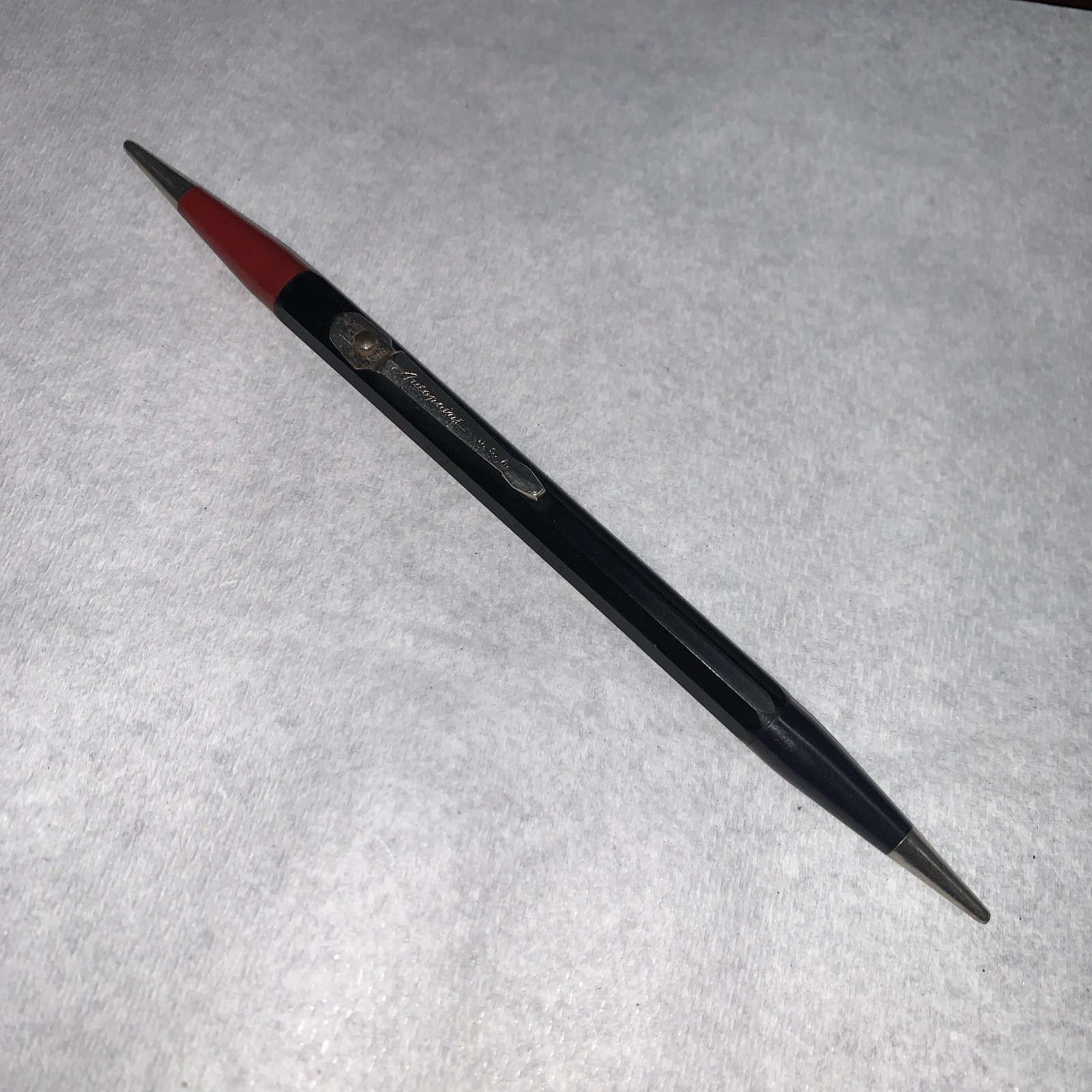 Autopoint Vintage Slender Double Ender Real Fine Lead—black and red–with clip