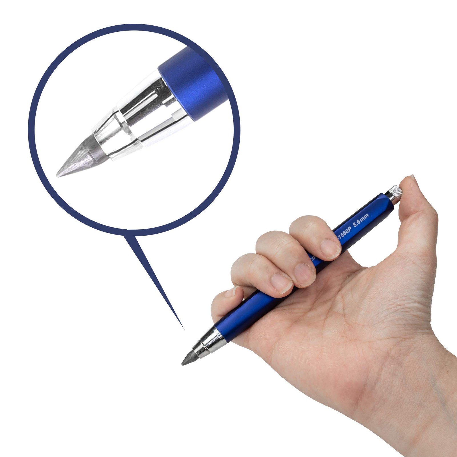 Premium Blue Technical Acrylic 5.6mm Clutch Lead Holder, Drafting, Sketching