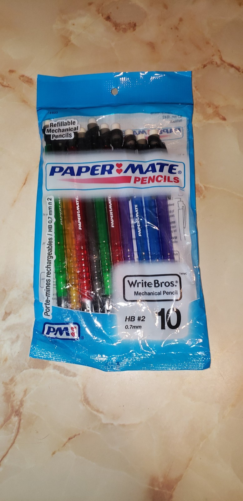 Paper Mate Write Bros Mechanical Pencils 0.7mm HB #2 Assorted Colors Pack of 10