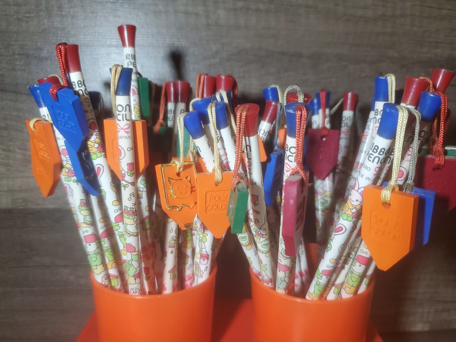 Vintage Lot Of 58 Mascot Animal Pencils Made In Japan With Display NEW