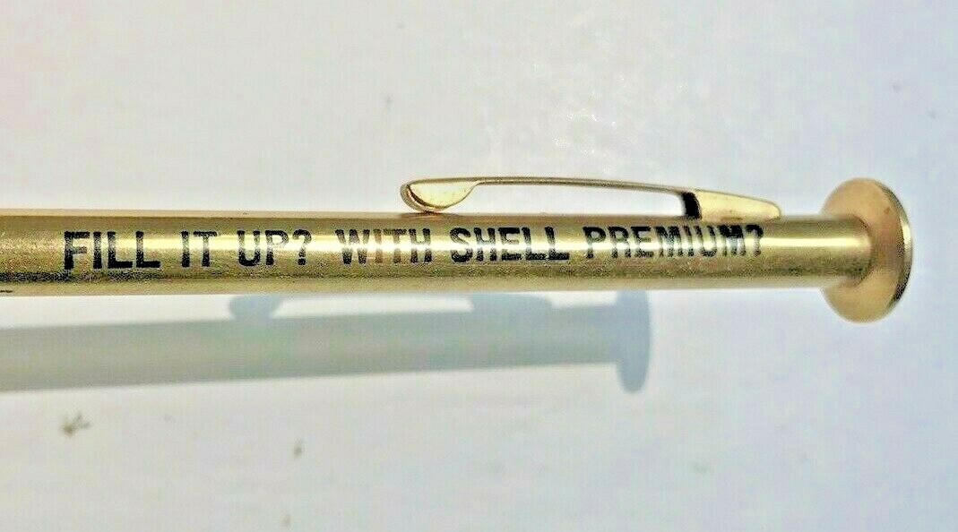 Novelty working nail shaped brass mechanical pencil SHELL premium gasoline