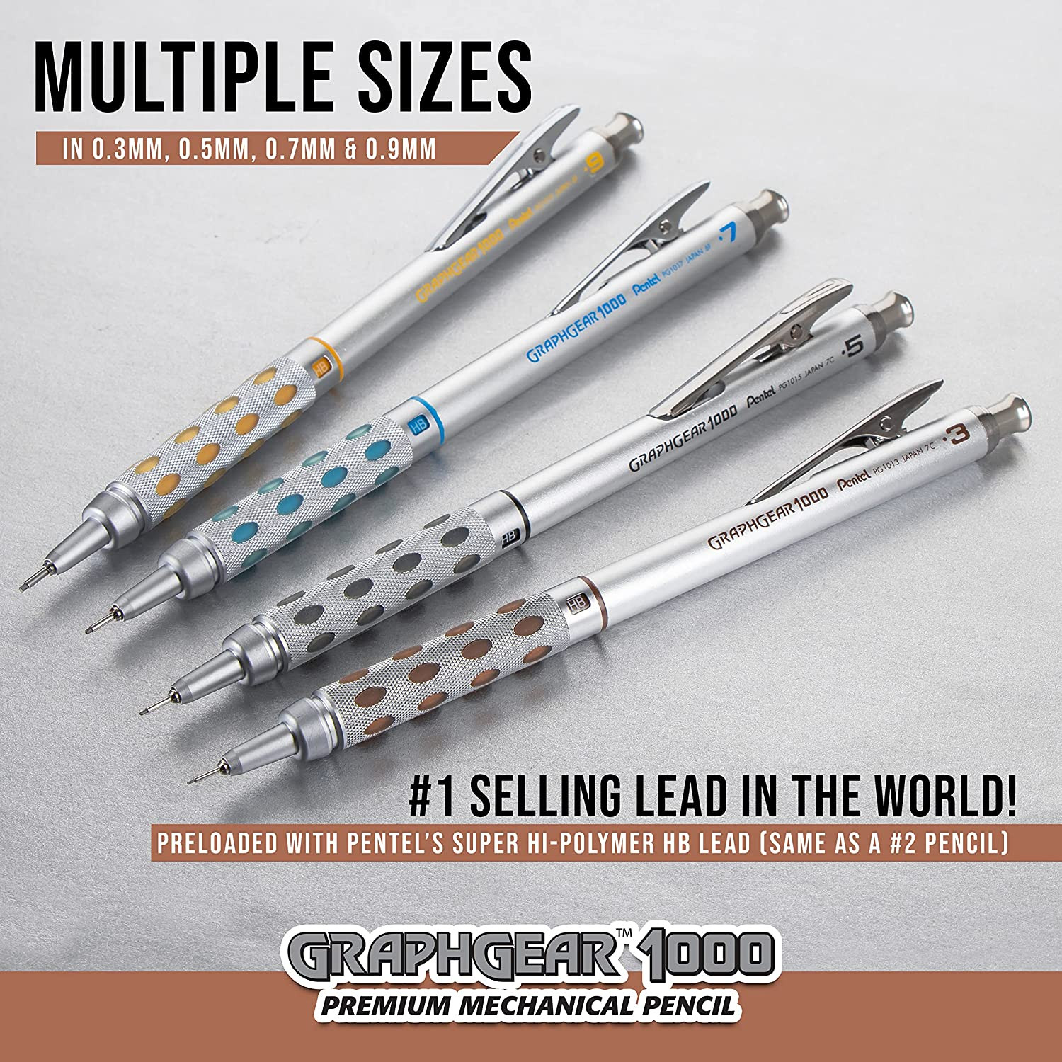 Portaminas Metalico de 0.5mm Cuerpo Negro Modelo PG1015A Presentacion 1 Unidad