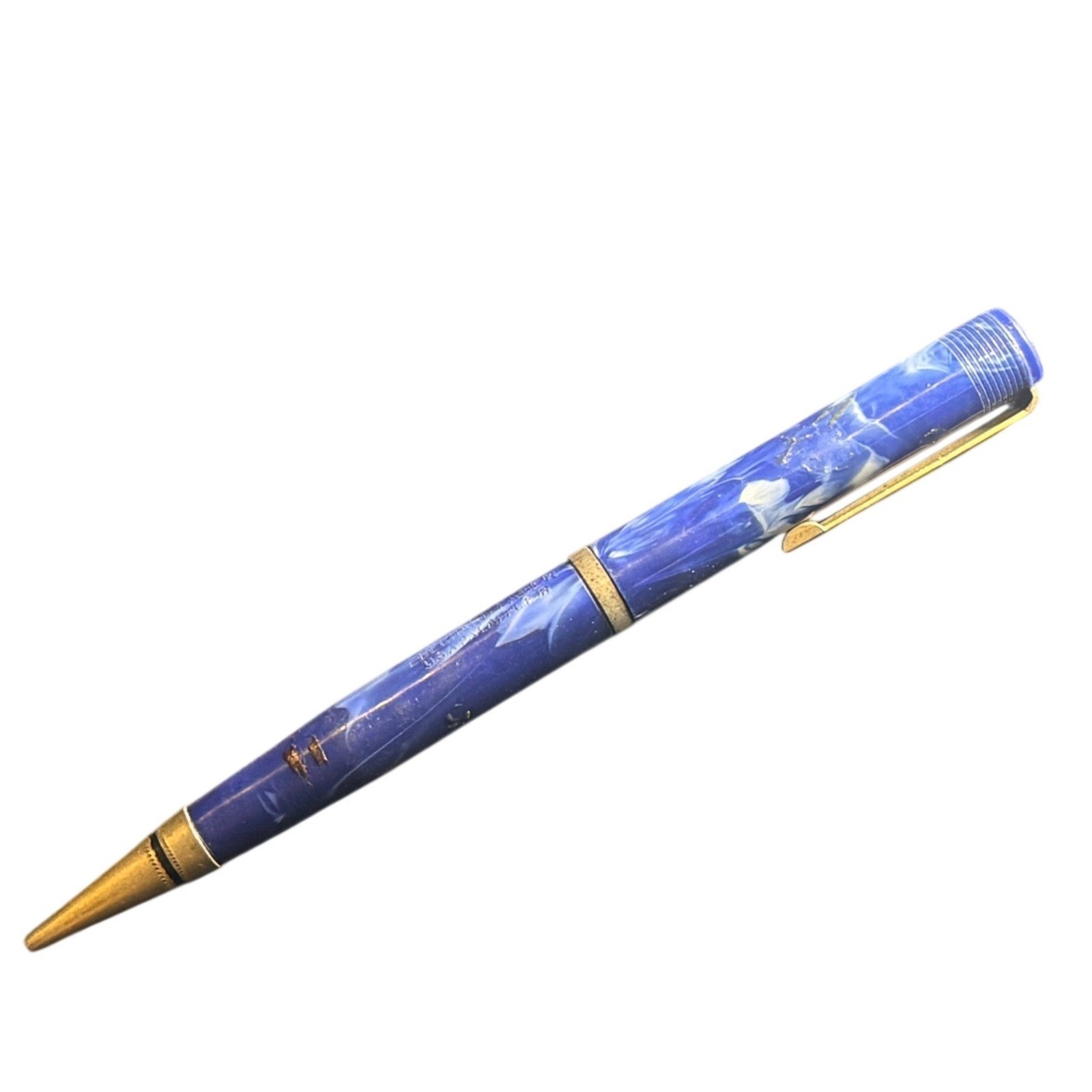 Vintage 1930s Eberhard Faber Stellar Mechanical Pencil Blue Marbled Celluloid