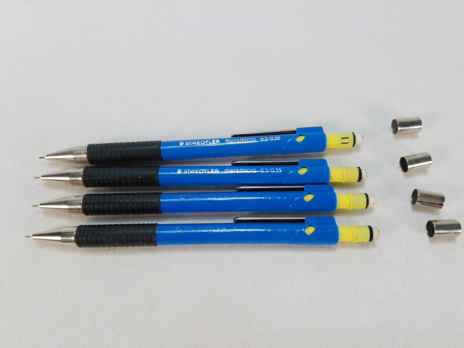 Staedtler Marsmicro 0.3/0.35 Mechanical Pencil Vintage Blue Yellow Body Lot of 4