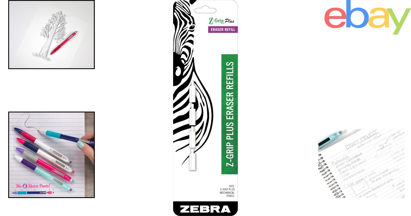 Mechanical Pencil Eraser Refills 0.7mm, White Soft Erasing Performance, 4-Pack