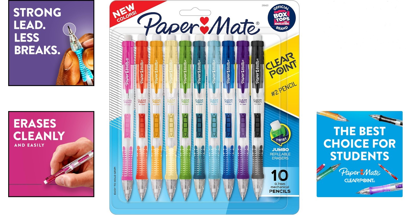 Clearpoint Mechanical Pencils 0.7mm HB Assorted Colors 10 Pack for School & O…