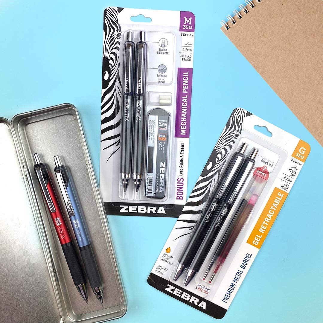 Zebra Pen M-350 Mechanical Pencil, 0.7mm 1 Count (Pack of 2), Red Barrel