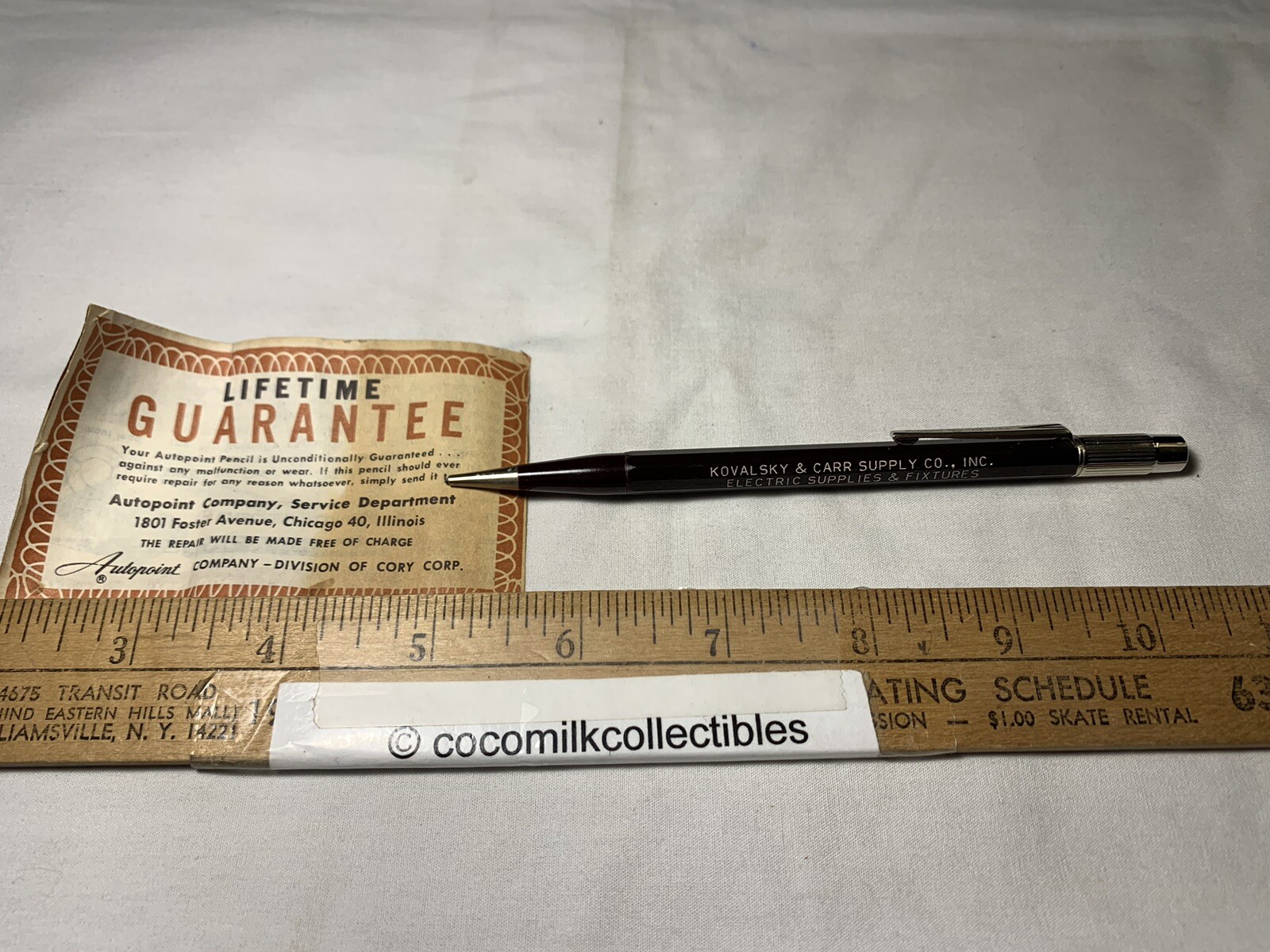 1960’s Lead Mechanical Pencil Autopoint Kovalsky Carr Electric Supp Rochester NY