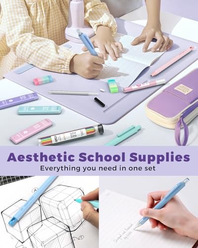 36PCS Aesthetic School Supplies, Mechanical Pencil Set 0.5mm, 0.7mm, Purple