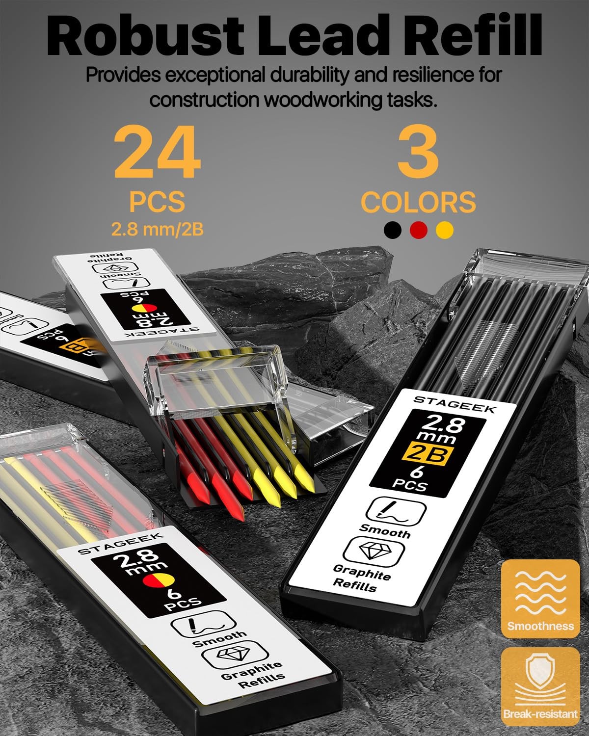STAGEEK 2PCS Carpenter Pencils with Sharpener, Heavy Duty Woodworking Tools, …