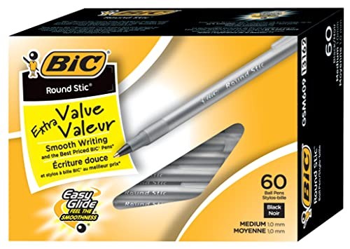Round Stic Xtra Life Ballpoint Pen, Medium Point (1.0mm), Flexible Round Black