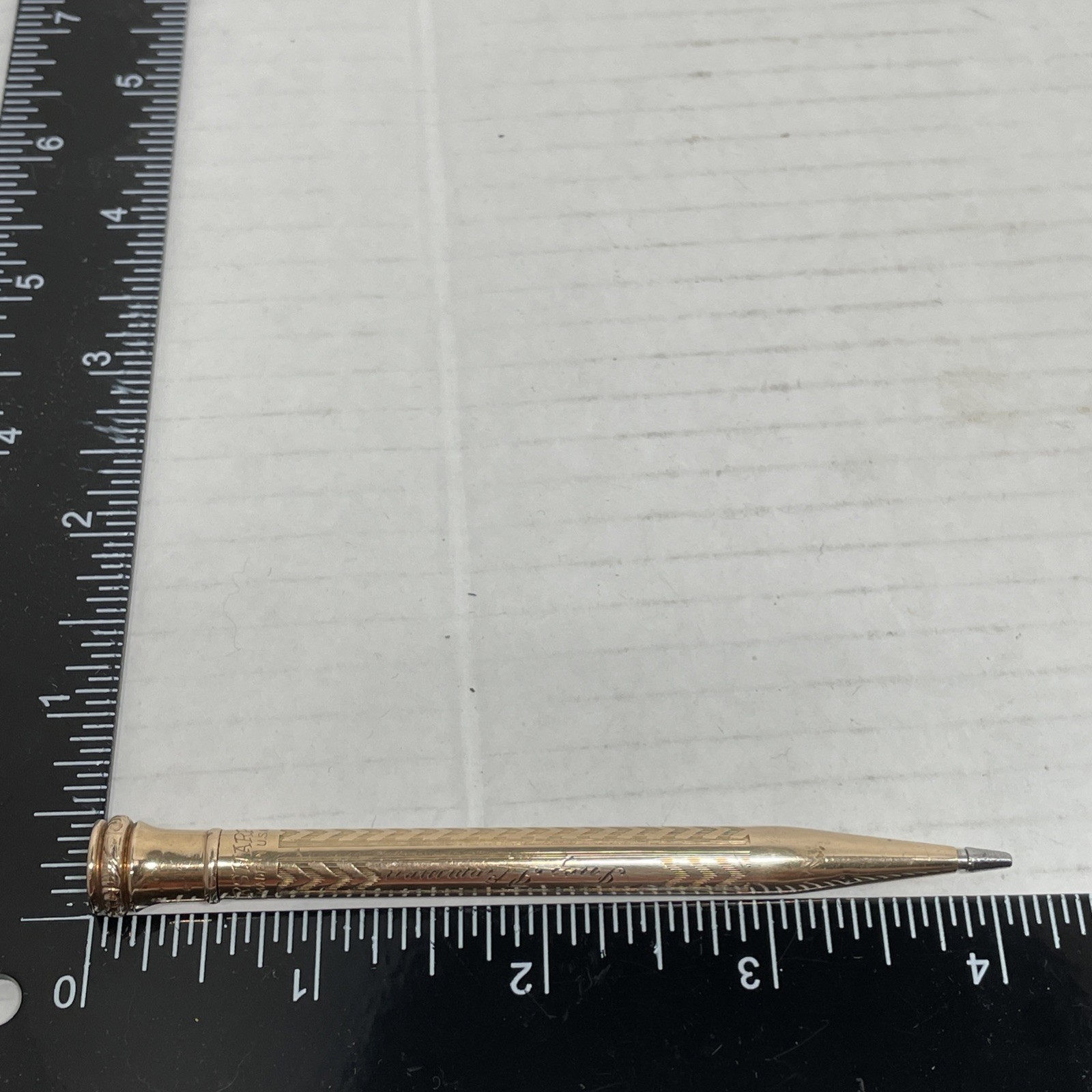 Wahl Eversharp Gold Filled Mechanical Pencil 1930 Herringbone Art Deco Inscribed