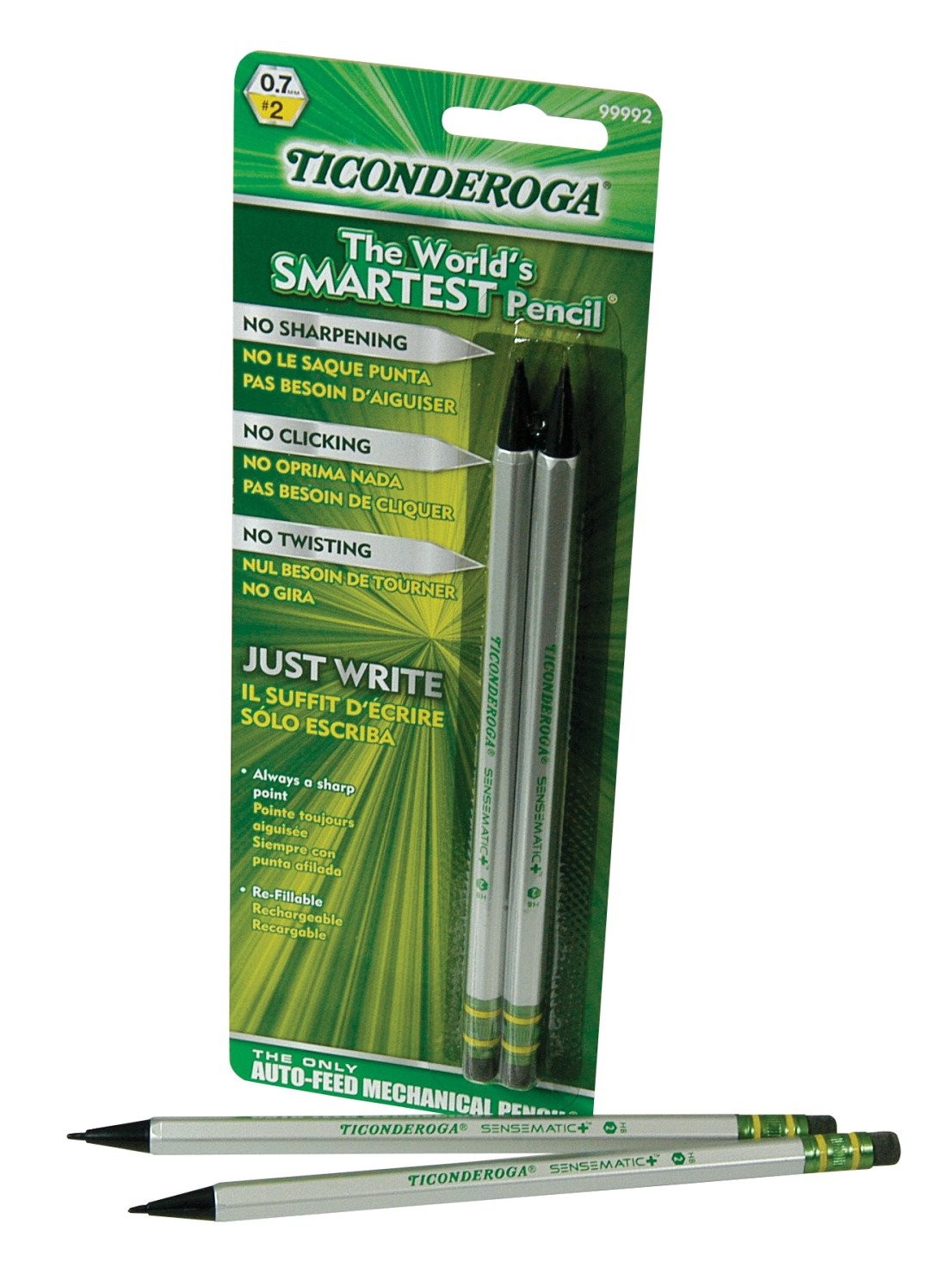 Ticonderoga Sensematic 0.7Mm Automatic Pencil Silver Black Barrel Pack Of 1