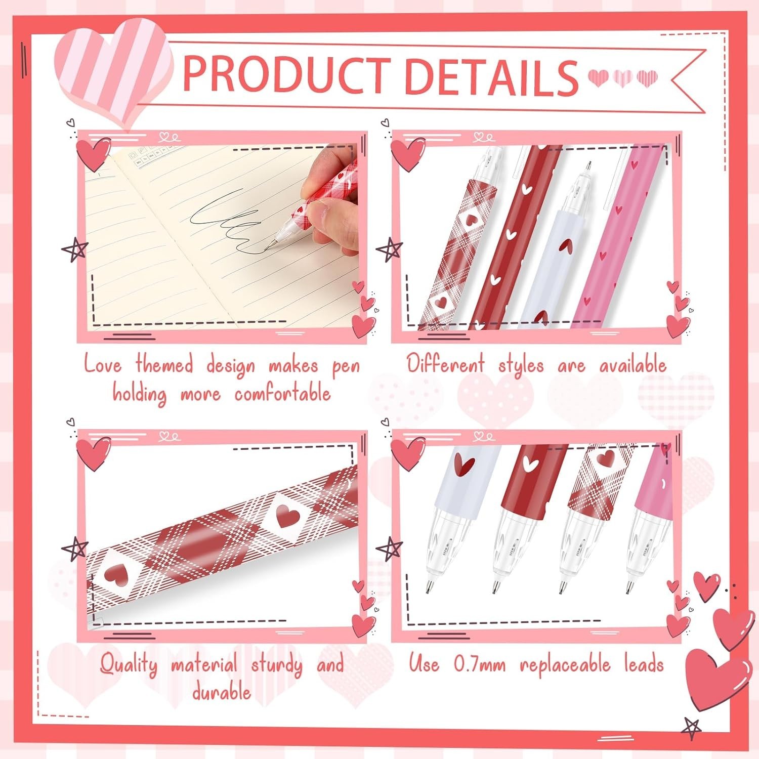 100 Pcs Cute Heart Mechanical Pencils Bulk 0.7Mm Stackable Fun Mechanical Pencil