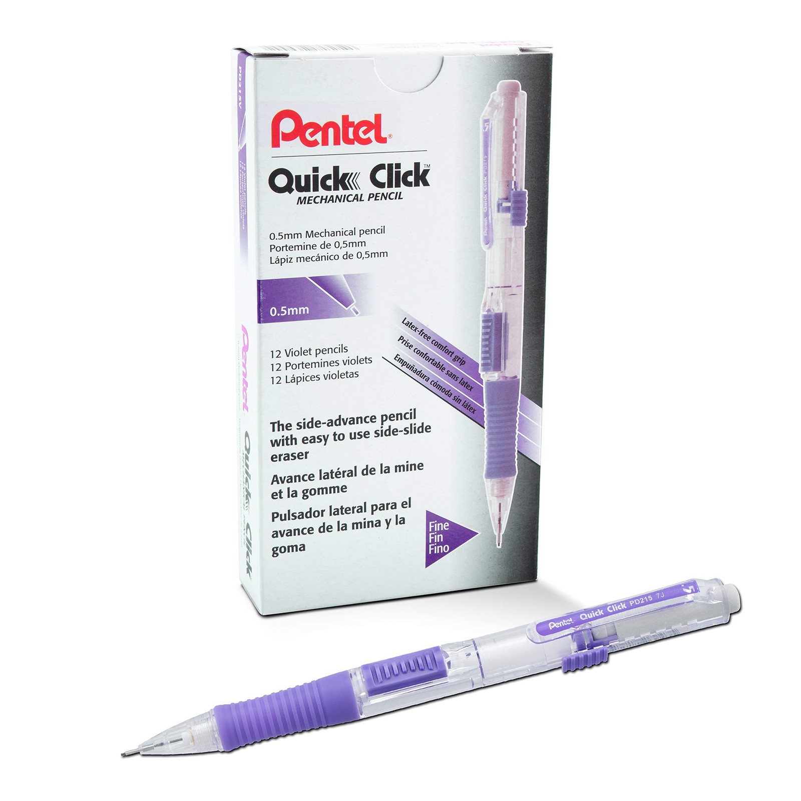 Pentel QUICK CLICK Mechanical Pencil (0.5mm), 12 Count (Pack of 1), Violet