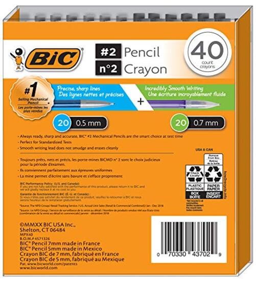 Mechanical Pencil #2 EXTRA SMOOTH, 40 Pack Of Twenty 0.5mm, and Twenty 0.7 mm