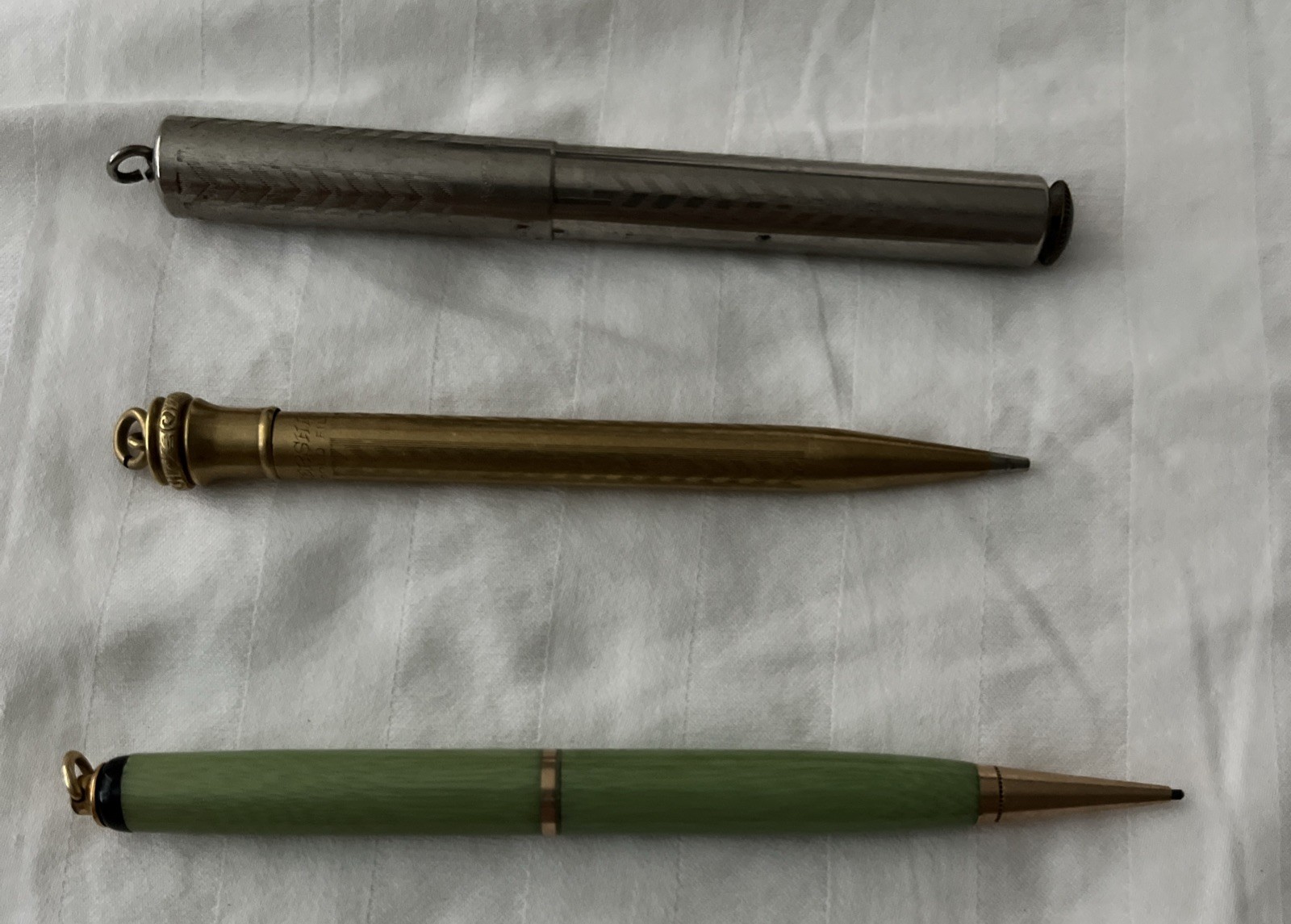 Vintage (1) Fountain Pen /14k Nib+ 2 VTG. Mechanical Pencils- Made In USA- As Is