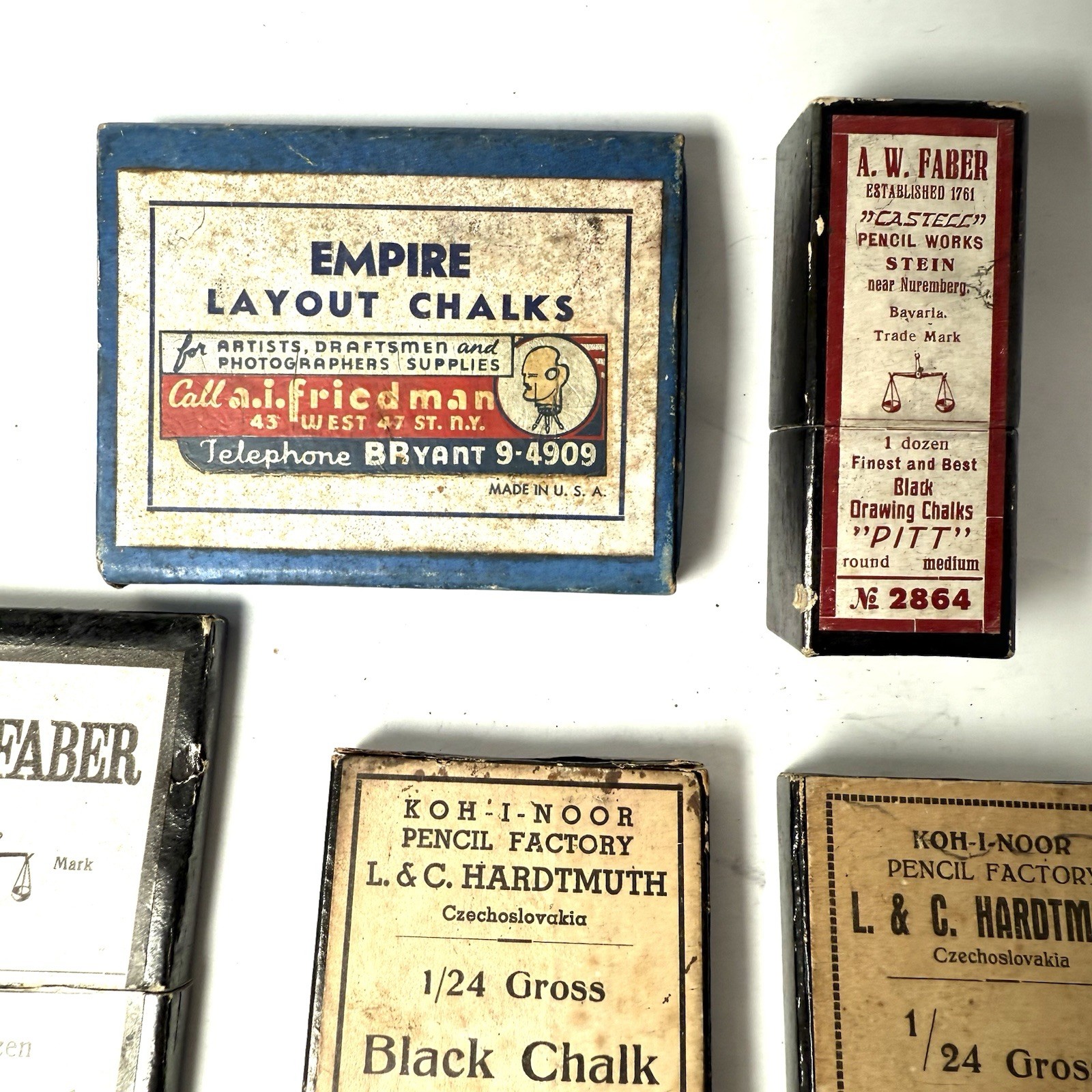 Vintage Boxes Lot Of Listo Leads Black A. W Farmer And Empire Layout Chalks