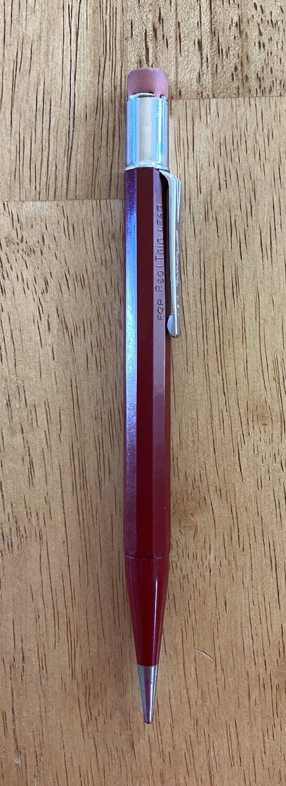 Autopoint Vintage Jumbo Mechanical Pencil Red Hexagonal Barrel Made In USA