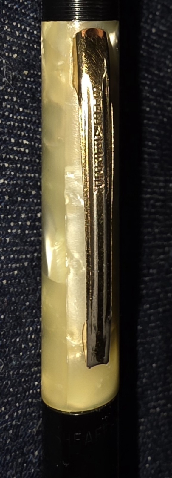 Vtg Sheaffers Mechanical Pencil Black Yellow Iridescent Marblish Swirl With Lead