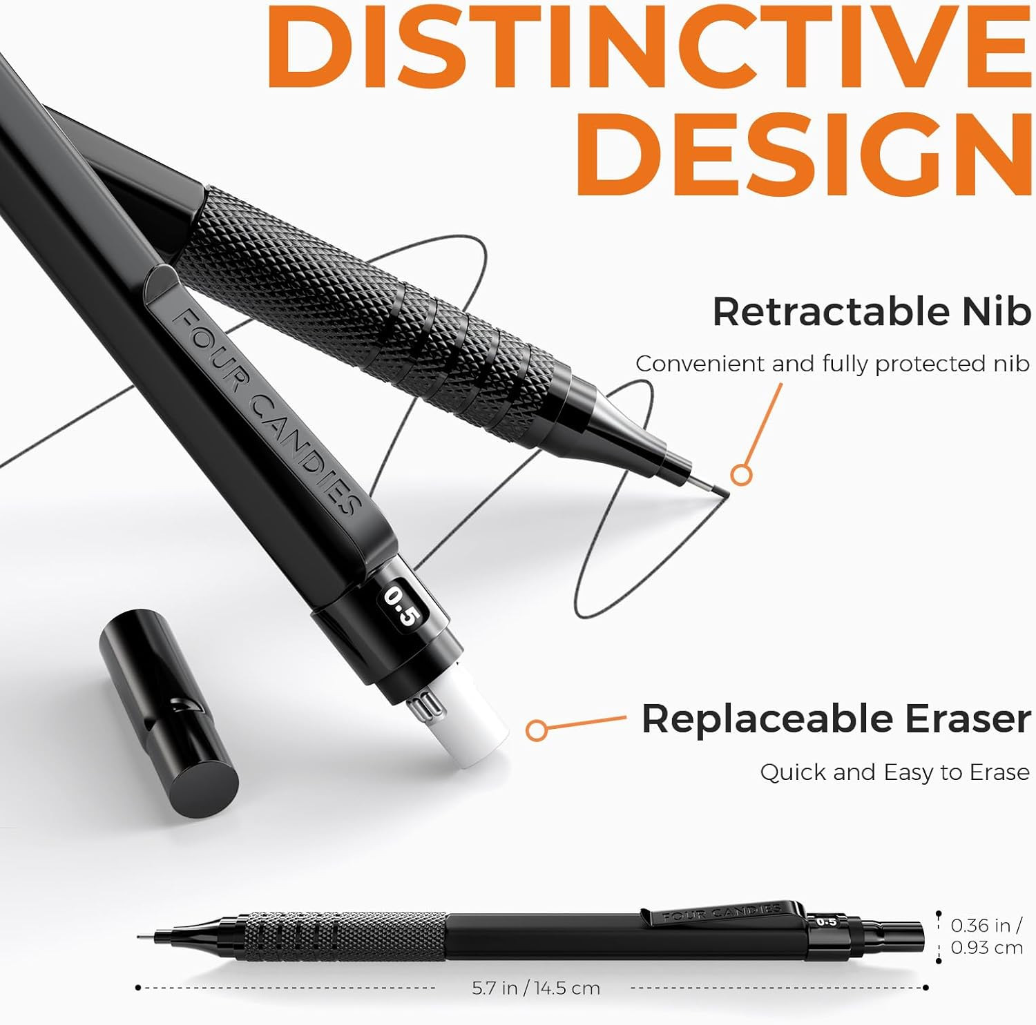2PCS Metal Mechanical Pencils Set with Case, 0.5mm & 0.7 mm Artist Pencil with 6