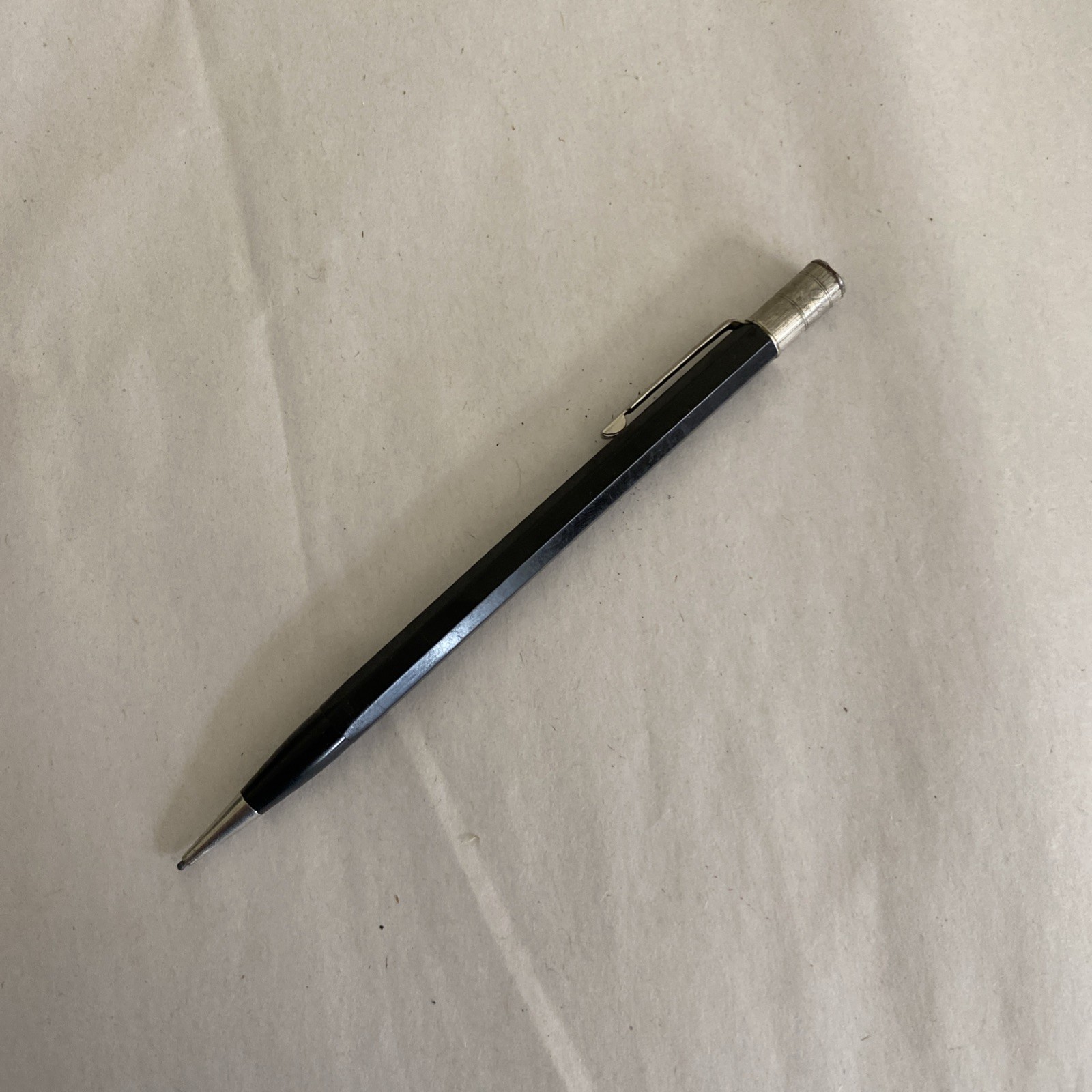 Autopoint Hex Mechanical Pencil Black, Twist-Advance 1.1mm, Worn Eraser Top