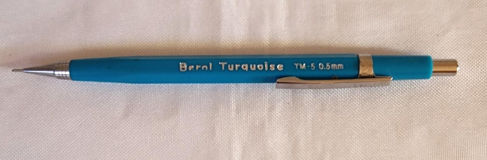 BEROL 0.5mm TM5 PUSH ACTION AUTO FEED MECHANICAL PENCIL TURQUOISE + DRAWING LEAD