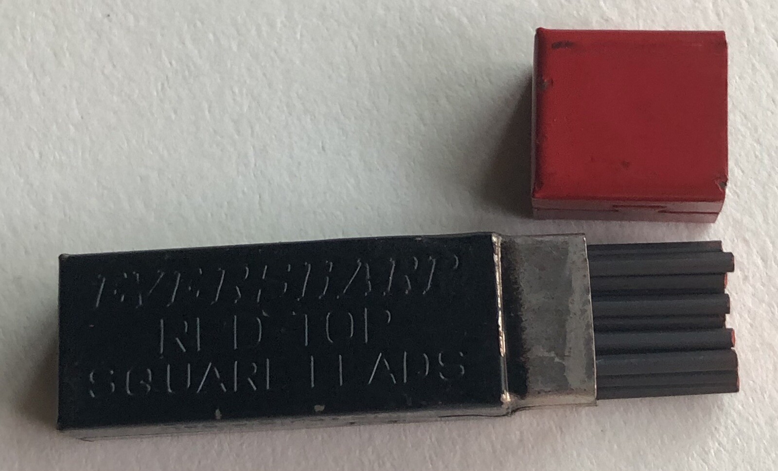 Vintage EVERSHARP Mechanical Pencil Lead 2H Black Square 1.18mm Metal 18pk USA