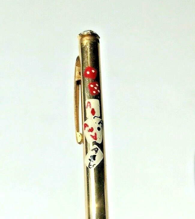Mini working Mascot Mechanical Pencil with 4 Aces Dice Poker Cards