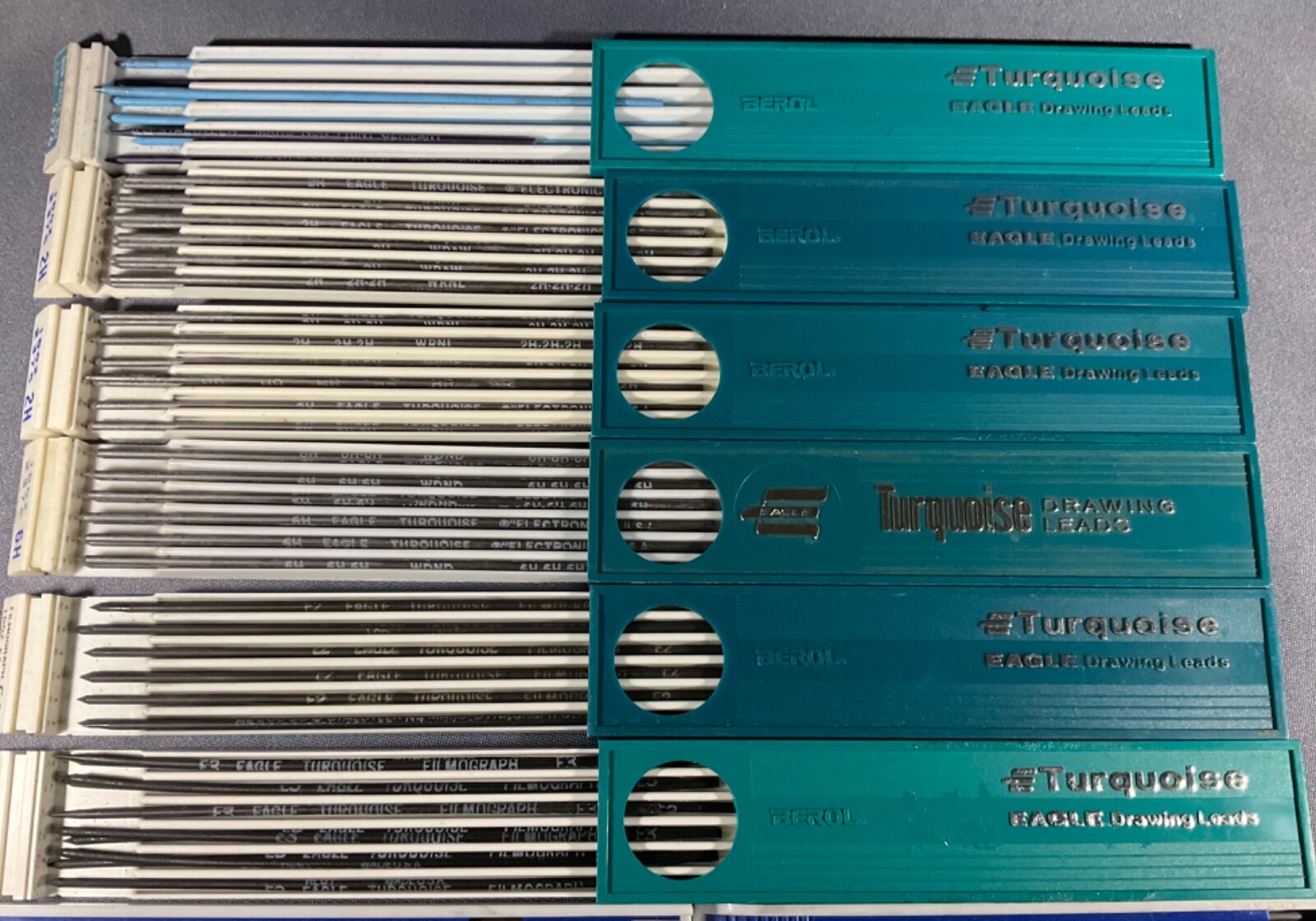 Lot of 12 Drawing Leads Turquoise Eagle Staedtler/Mars Koh-I-Noor Faber Castell