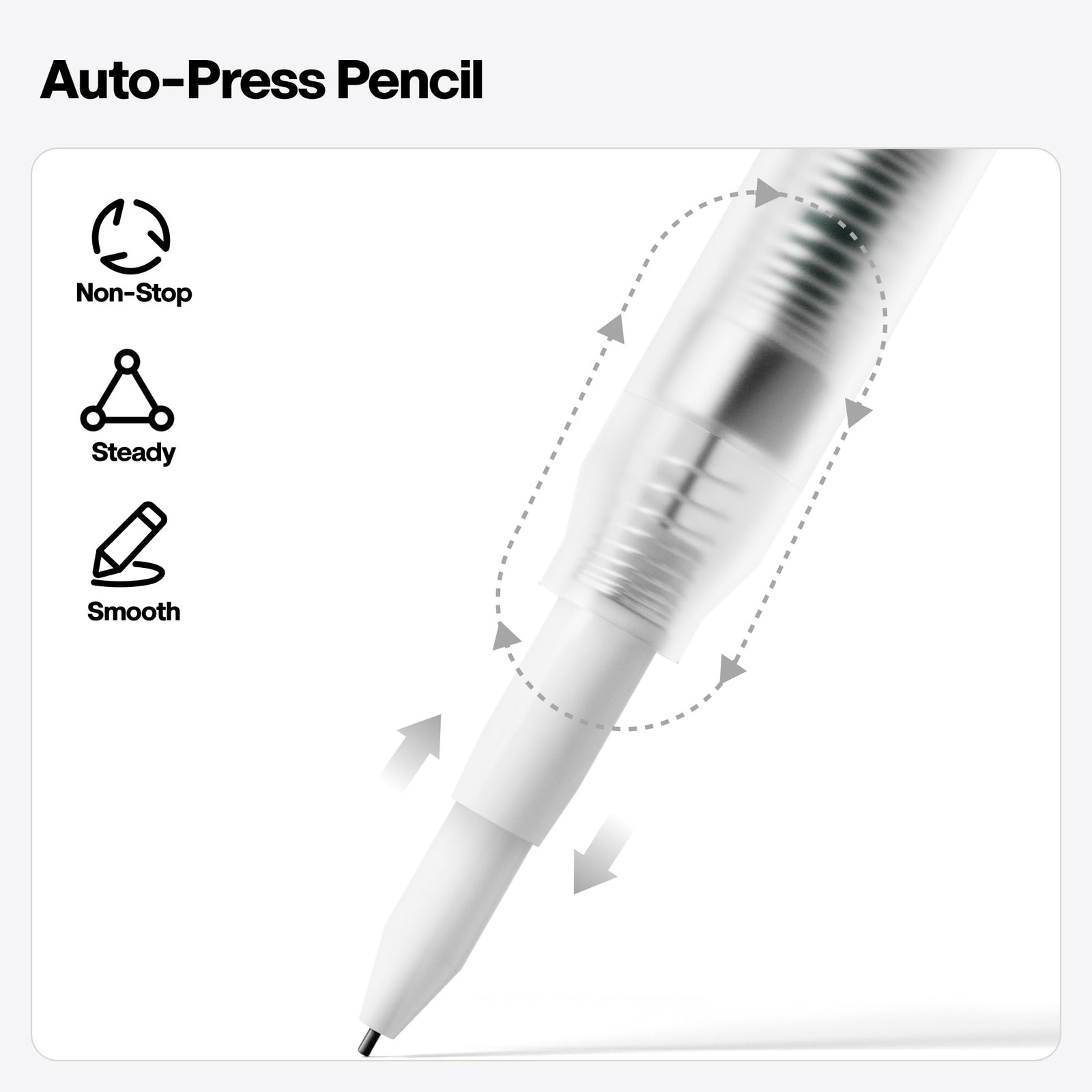 Auto-Lead Mechanical Pencil – -Click Continuous Refill Advance, Break-Resista…