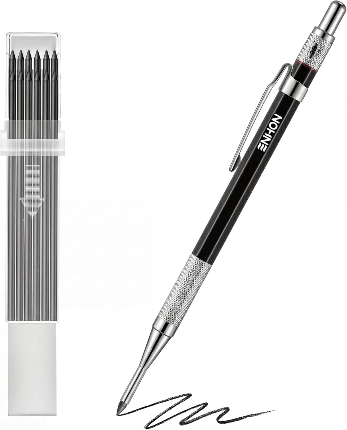 2Mm Mechanical Carpenter Pencil Set with 12 Marker Refills and Sharpener, Woodwo