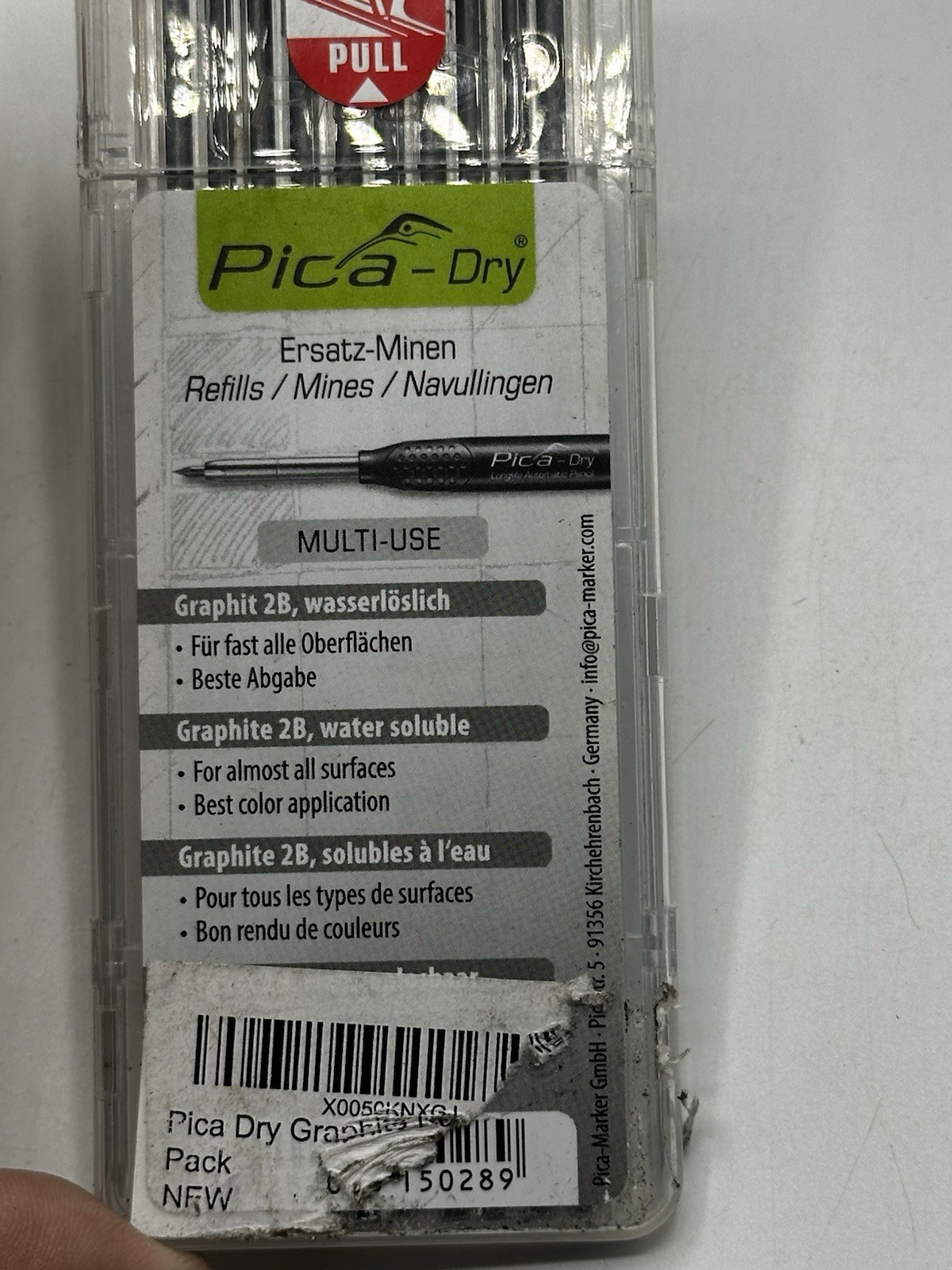 Pica Dry Graphite 2B Refill, 4030, 10 Pack 125mm