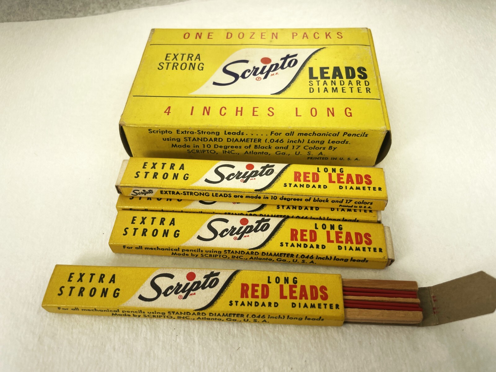 Vintage nos SCRIPTO Mechanical Pencil Leads ~ RED 0.046 / 1.18mm ~ $5 ship/+Free