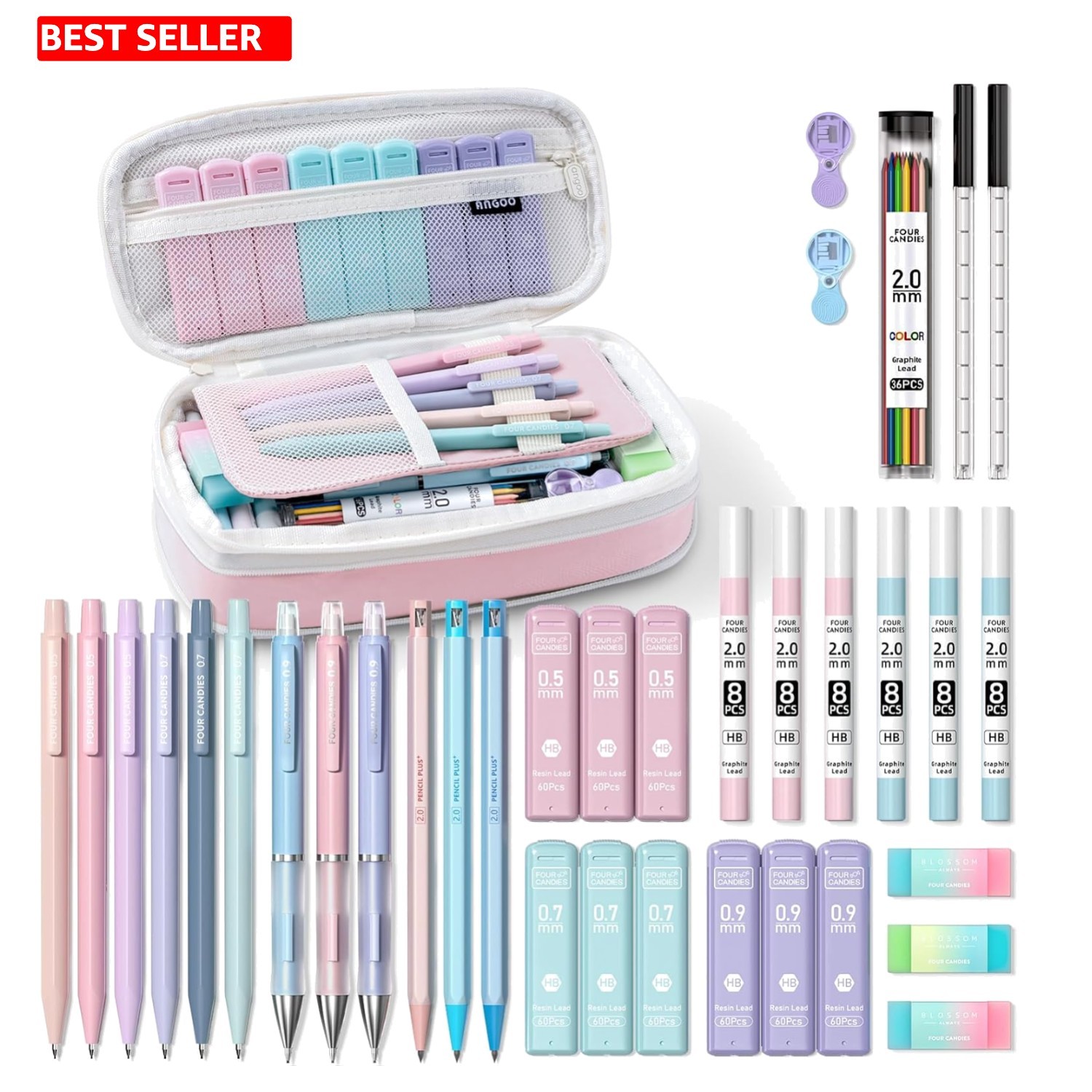 All-in-One 36PCS Mechanical Pencil Set with Versatile Lead Sizes & Accessories