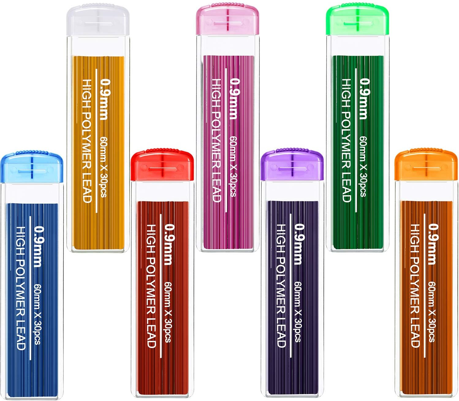 210 Pcs Colorful Refill 0.9 mm Automatic Mechanical Pencil Refills 7 Colors Stat