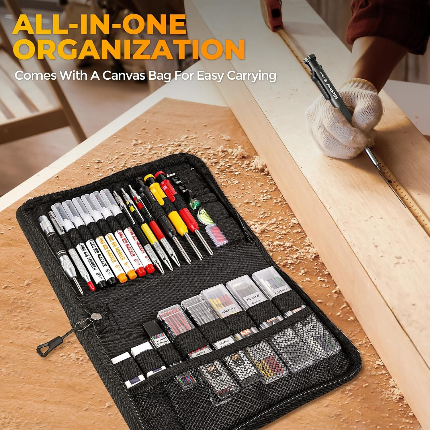 39 Pack Carpenter Pencils with Sharpener, Mechanical Carpenter Pencil Set with 1