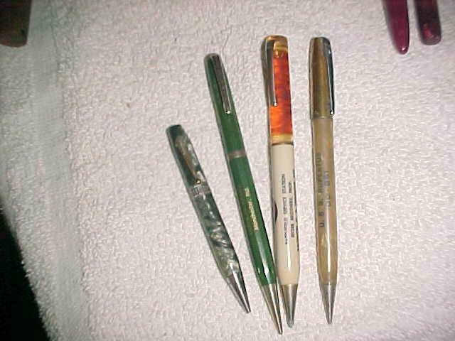 4 PENCILS vntg JOHN DEERE – GULF OIL TOP – U S S RUPERTUS NAVY and PETER PEN