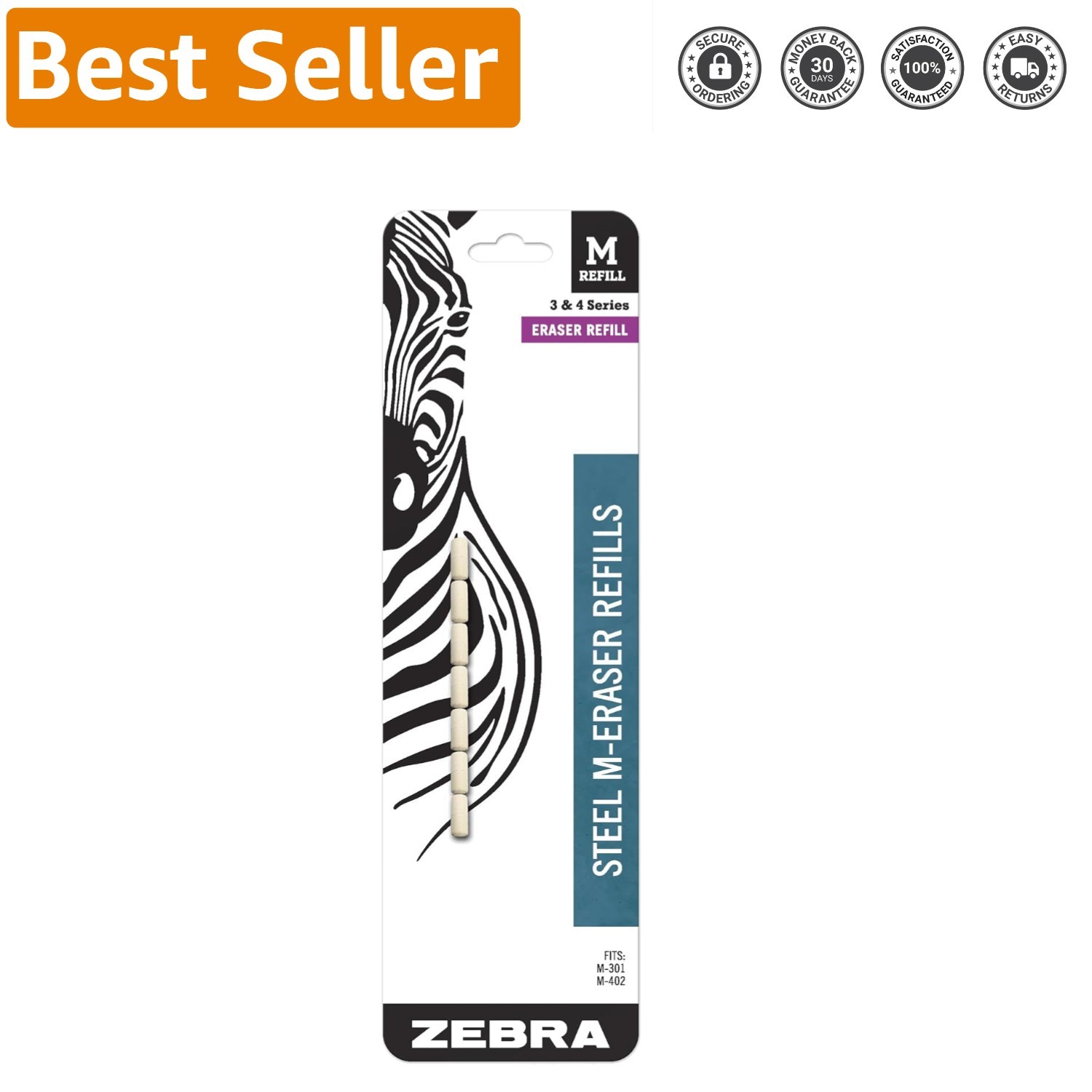 Durable 7-Pack White Eraser Refills for M-301, M-350 & More Mechanical Pencils