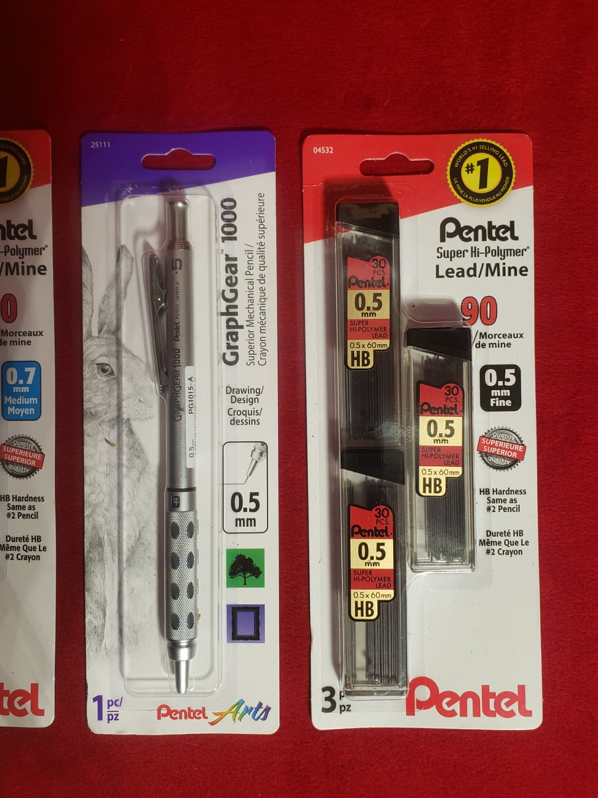 Pentel GraphGear 1000 Mechanical Pencil 0.5mm + 0.7mm + Lead Bundle NEW SALE