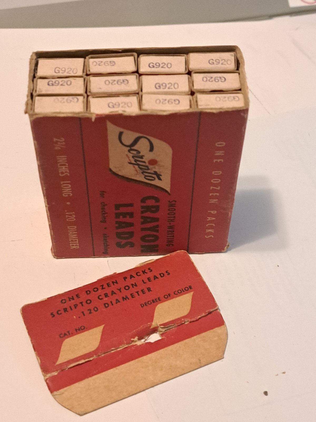Vintage full Box of Scripto one dozen packs crayon pencil leads .120 dia. G920
