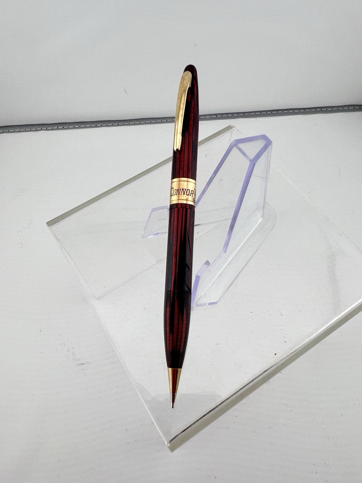 Sheaffer Carmine Striated Mechanical Pencil 1940s VFW Presentation Engraved