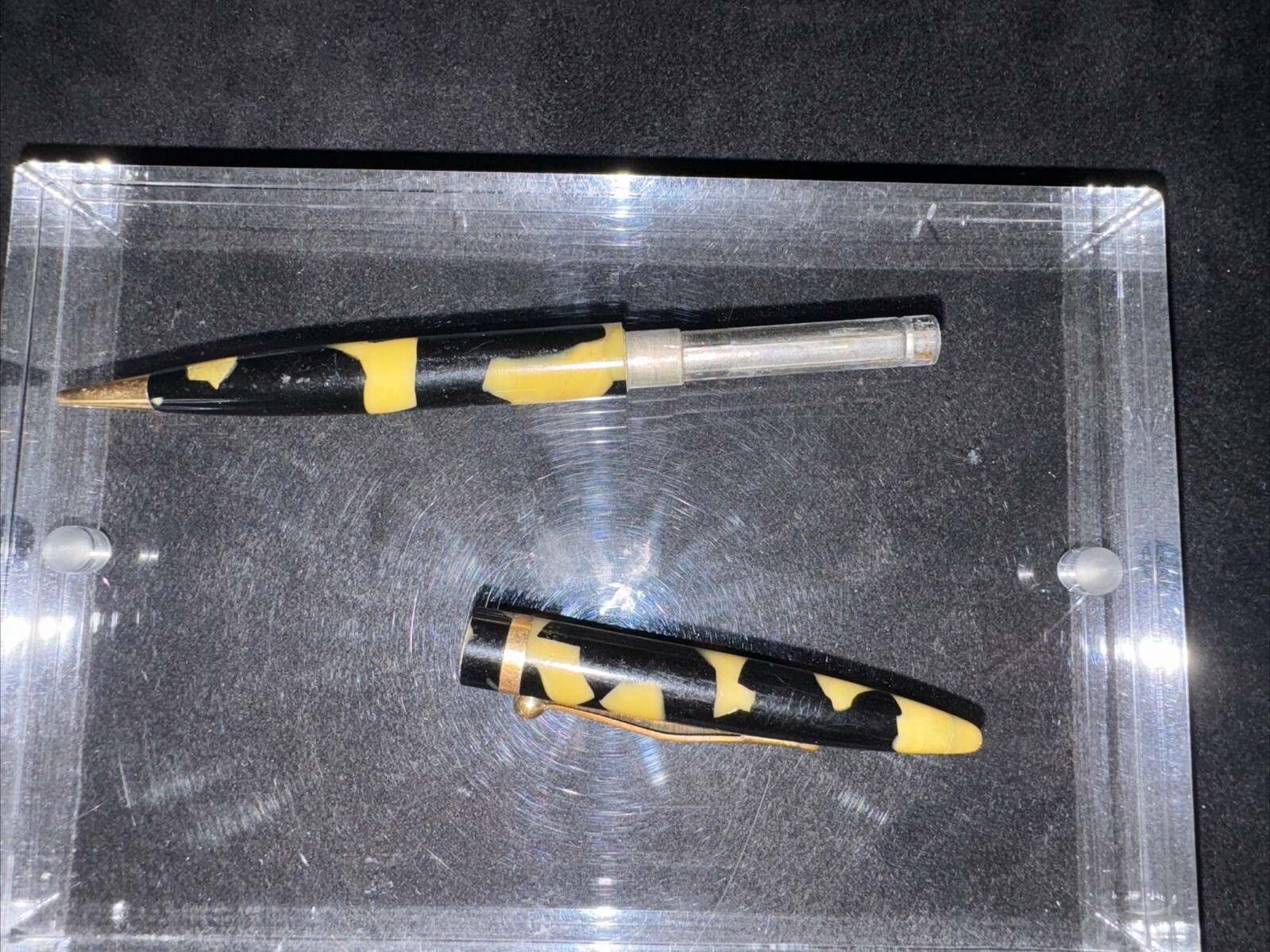 1930’s Sheaffer Balance Mechanical Pencil Black Pearl & Gold No Lead To Test-5”