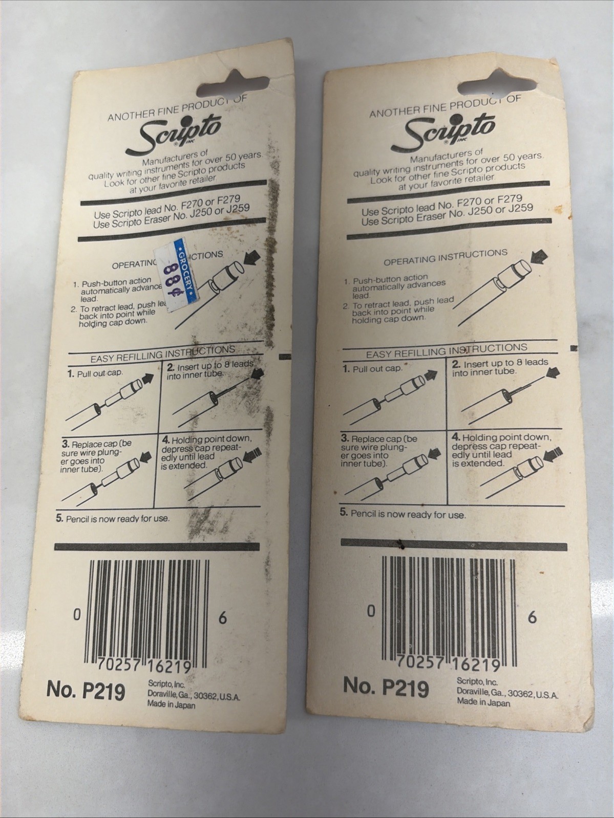 2 NEW VINTAGE SCRIPTO ULTRA THIN LEAD MECHANICAL PENCIL RED NO. P209