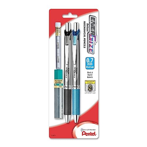 Pentel EnerGize Automatic Pencil with Lead and Erasers, 0.7mm, Assorted, 2