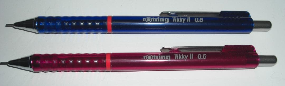 rOtring Tikky II 0.5mm Mechanical Pencil Set of 2 Clear Blue Bordeaux Drafting
